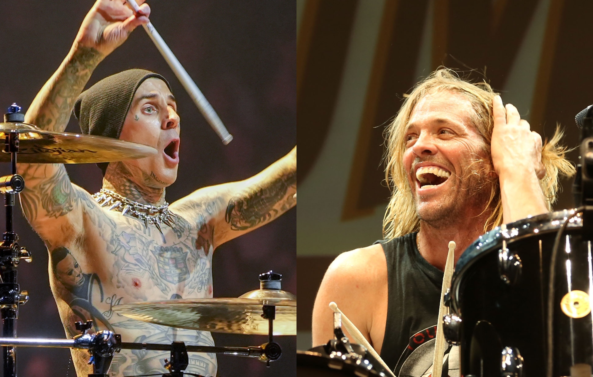 Travis Barker Taylor Hawkins (Photo by Manny Carabel/Getty Images and Ashley Beliveau/Getty Images)